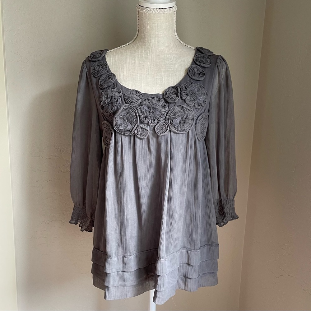ice Embroidery Purple Blouse Size: M‎